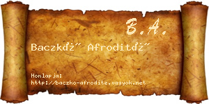 Baczkó Afrodité névjegykártya